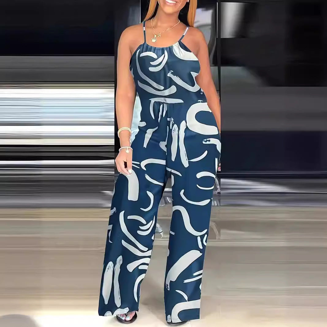 Dame Elegant og afslappet jumpsuit med bredt ben og trendy mønster Stilla