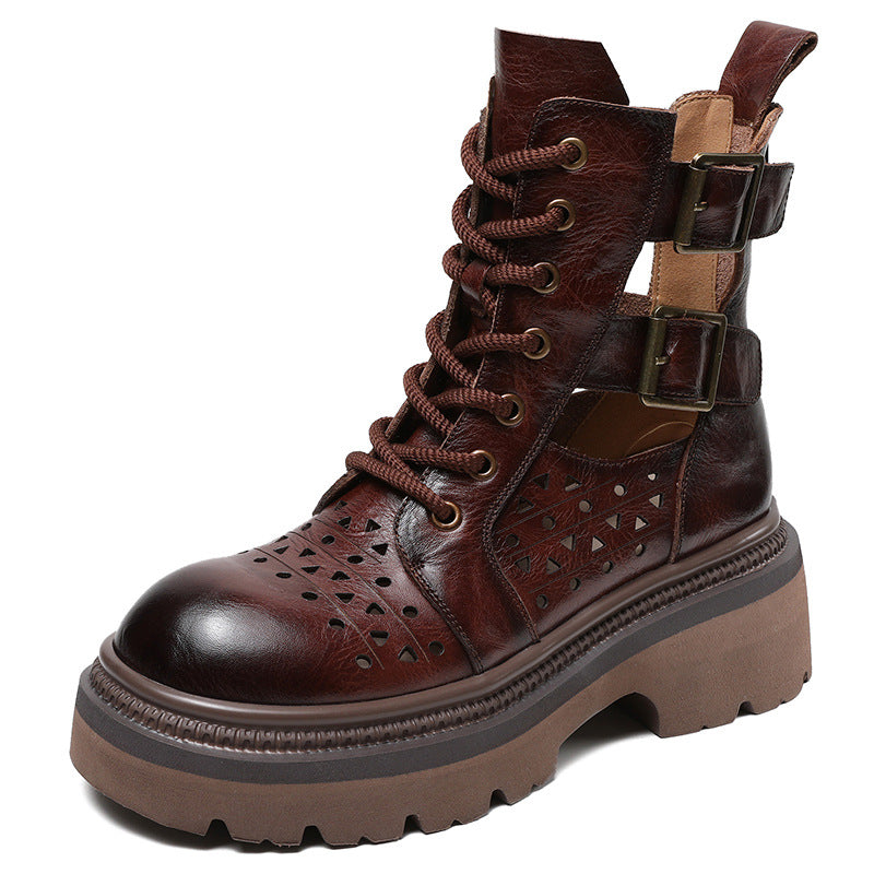 Dame Cut-Out Chunky Onyx Støvler med unikt spænde-detalje Stilla