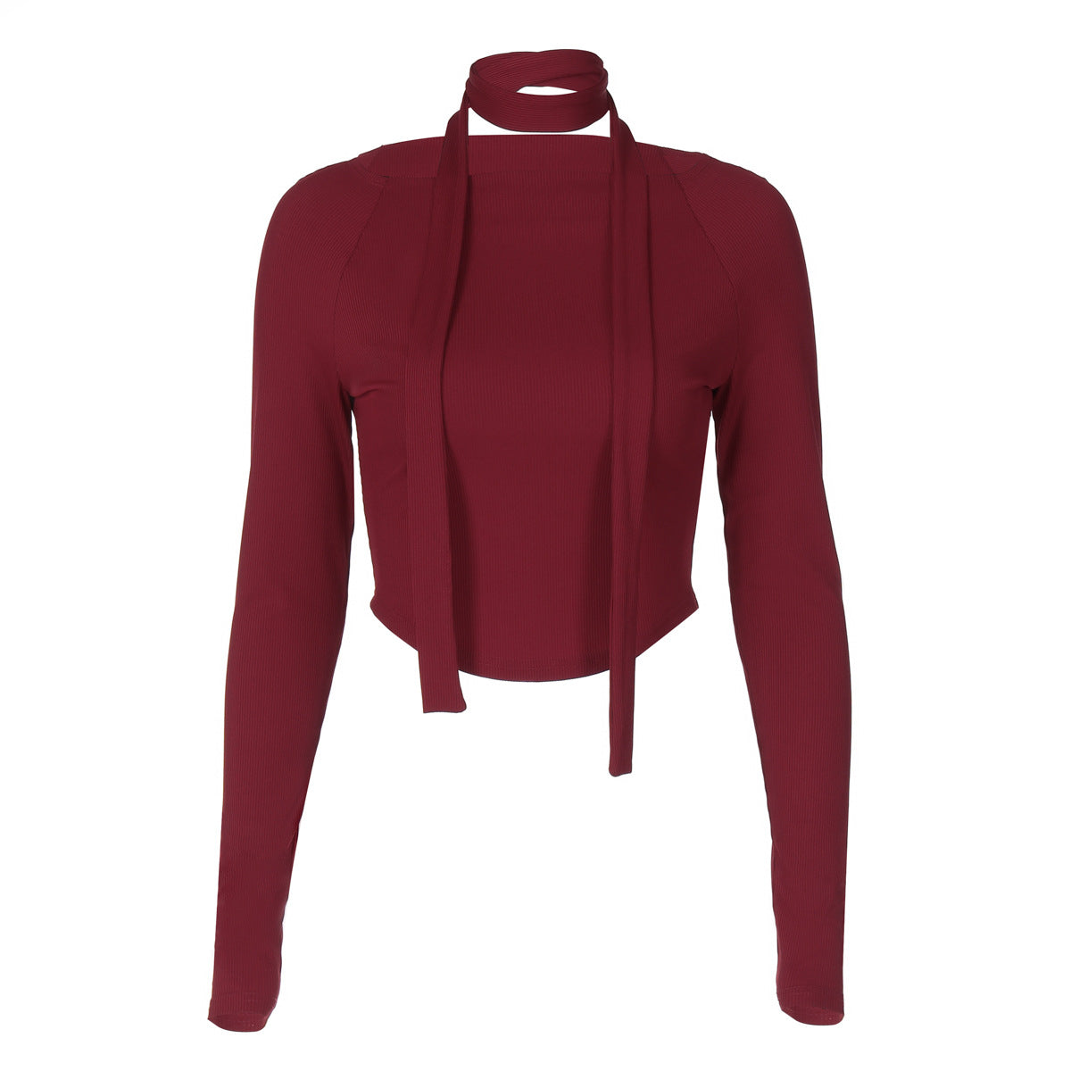 Dame Elegant Cropped-Top med flot bindebånd og lange ærmer Stilla