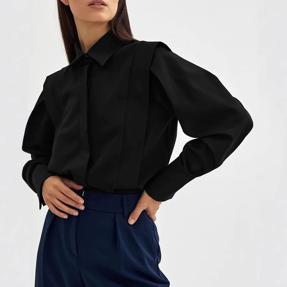 Dame Elegant Bluse med Puffærmer og kvalitetsstof Stilla