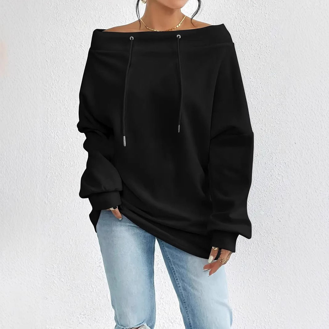 Dame Oversized Hoodie med åben skulder og afslappet snit Stilla