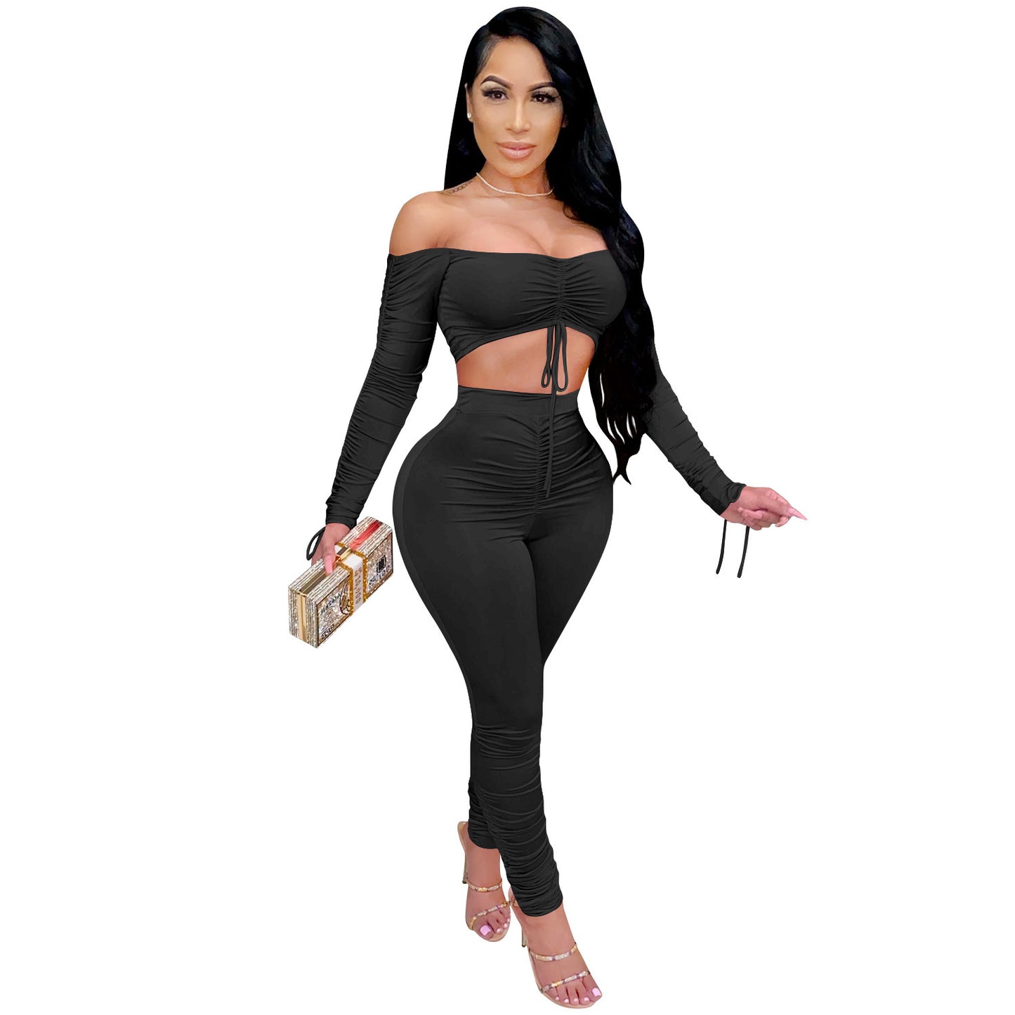 Dame Elegant Off-Shoulder Jumpsuit med raffinerede ruffles detaljer og figursyet pasform Stilla