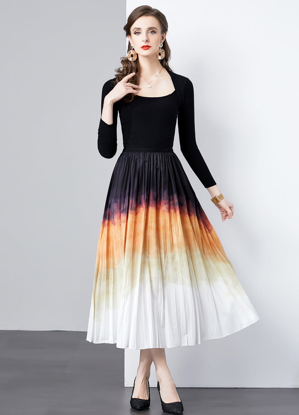 Dame Elegant Faldemaxi-Nederdel Stilla