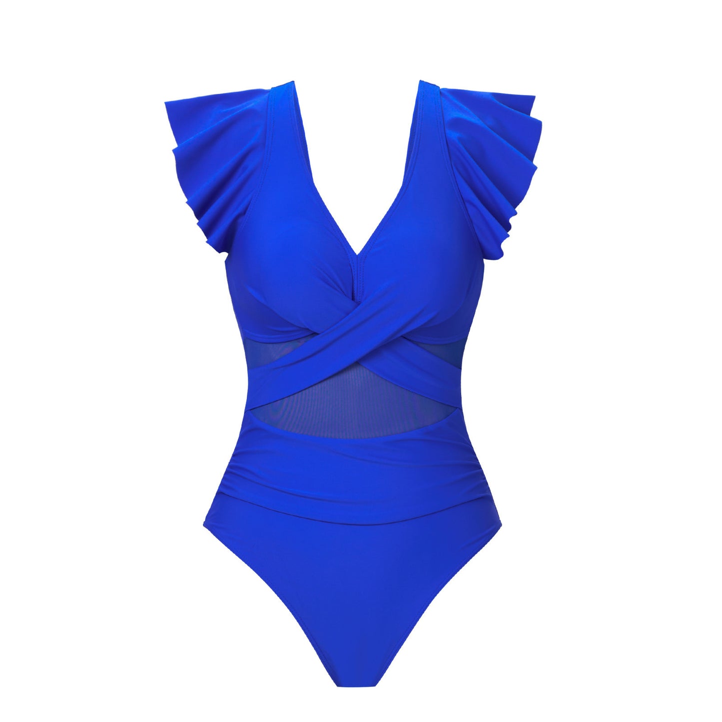 Dame Elegant Én-delt Badetøj med stilfulde Ruffles detaljer og innovativt Indpakningsdesign Stilla