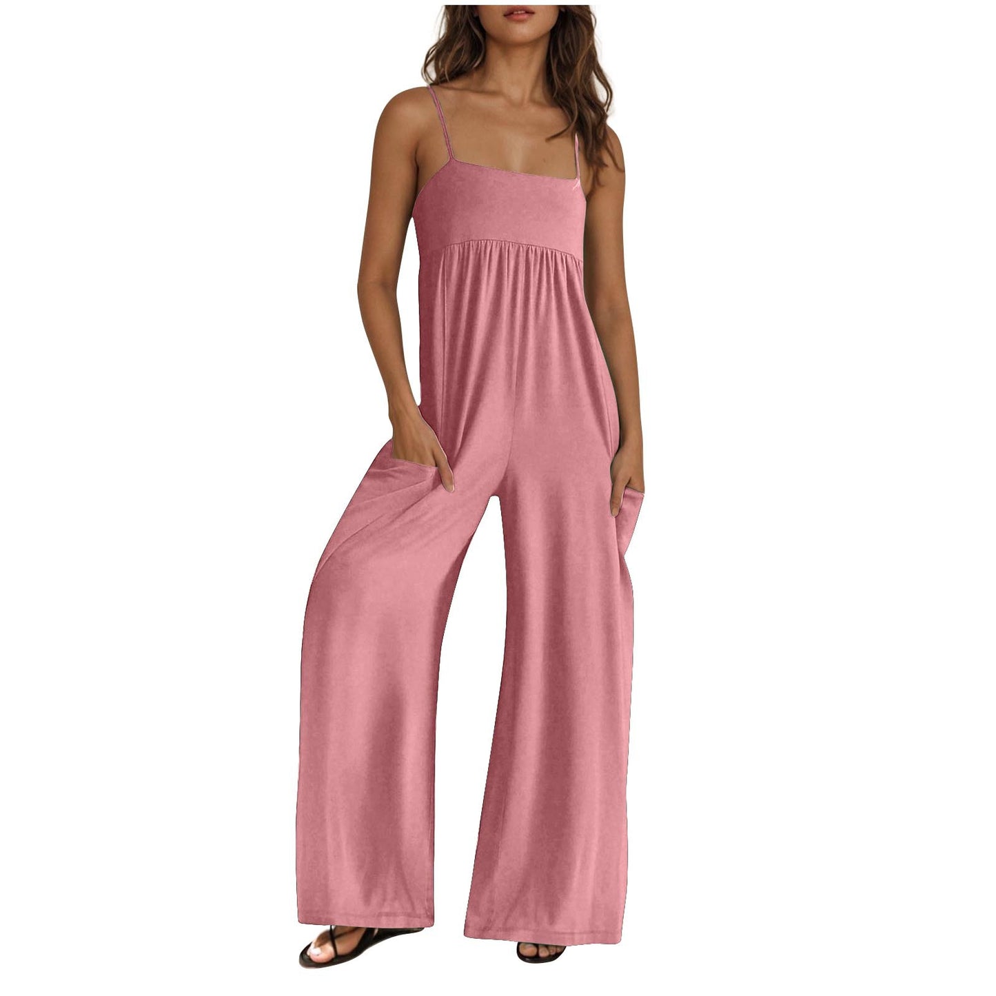 Dame elegant Jumpsuit med bred ben og praktiske lommer Stilla