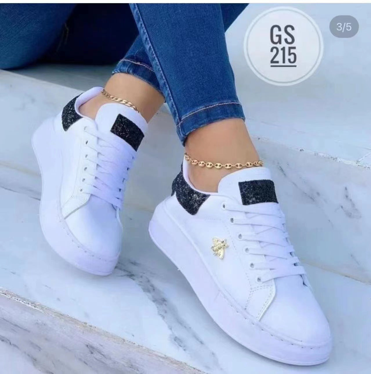 Dame Modische Sneakers med glitrende detaljer og komfortabel sål Stilla