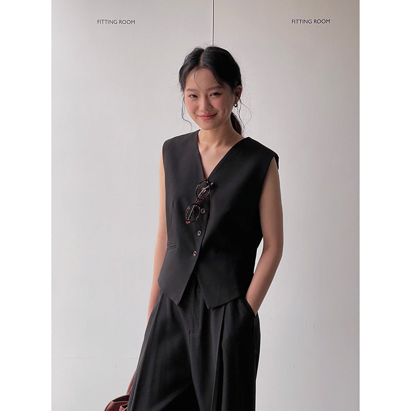 Dame elegant High-Waist Palazzo-bukser med plisseringer og praktiske lommer Stilla