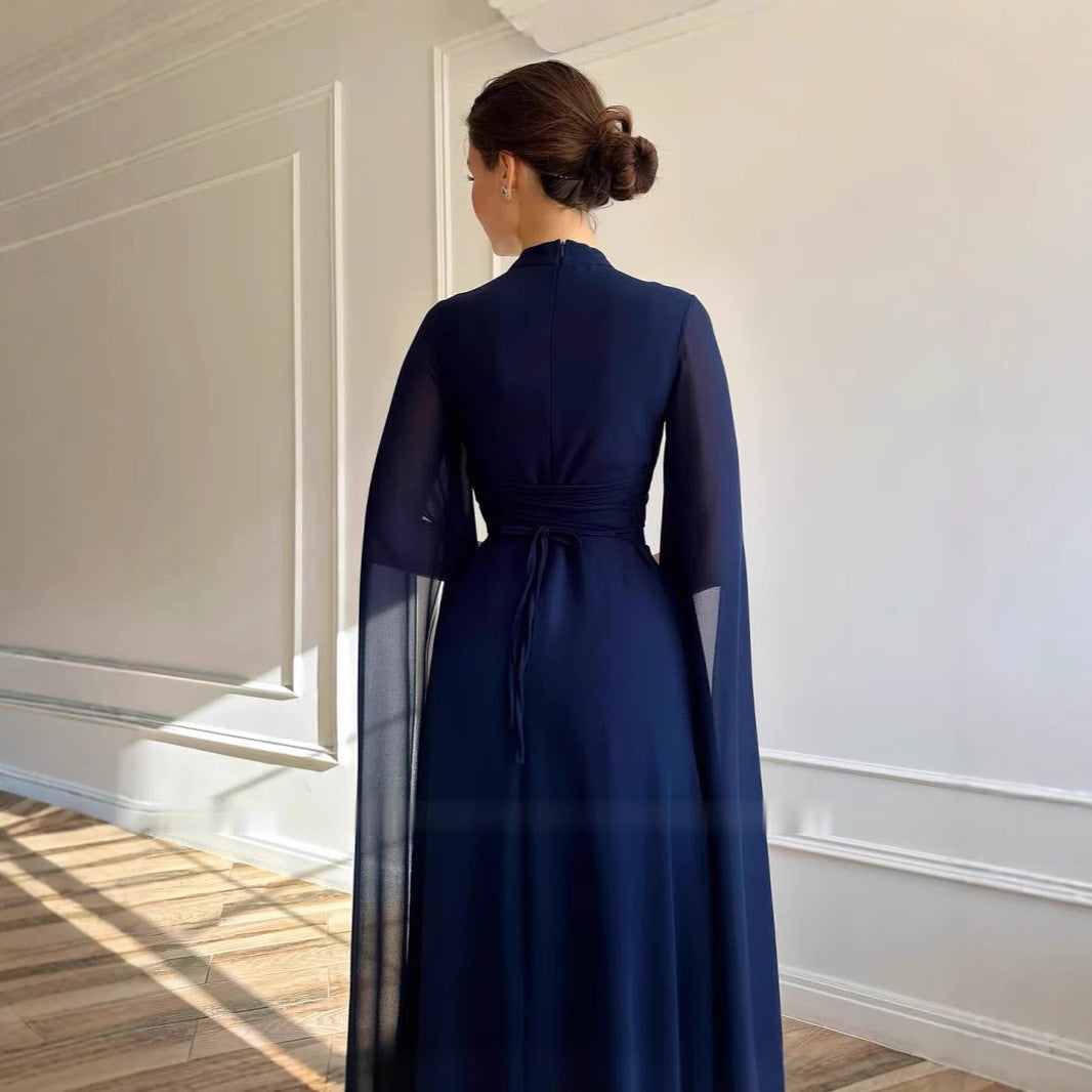 Dame Elegant Cape Maxi Kjole Stilla