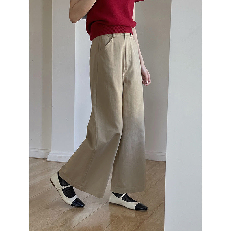 Dame elegant bredskåret bukser med høj talje og praktiske lommer Stilla