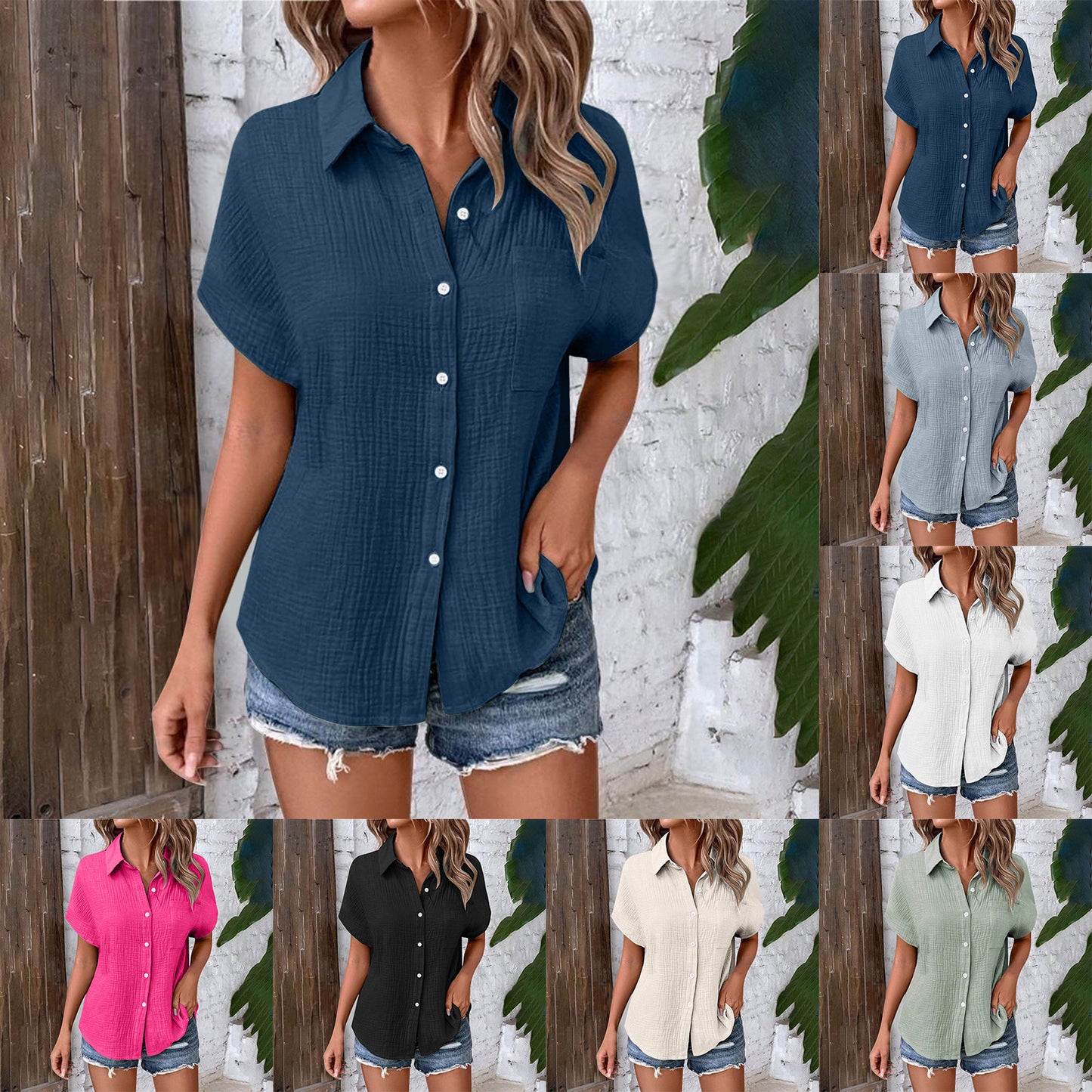 Dame afslappet knapstribe bluse Stilla