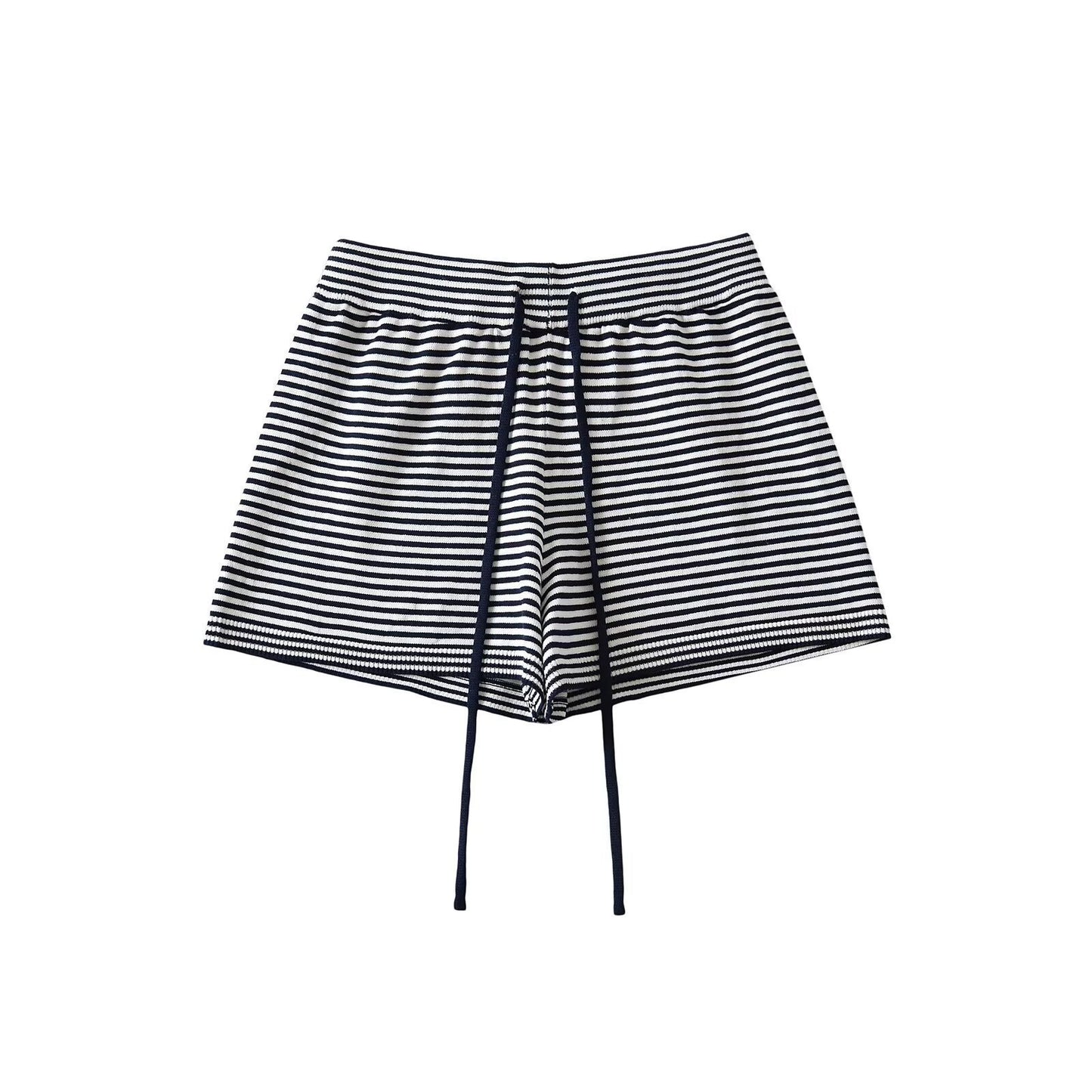 Dame Casual stribede shorts med snor i taljen Stilla