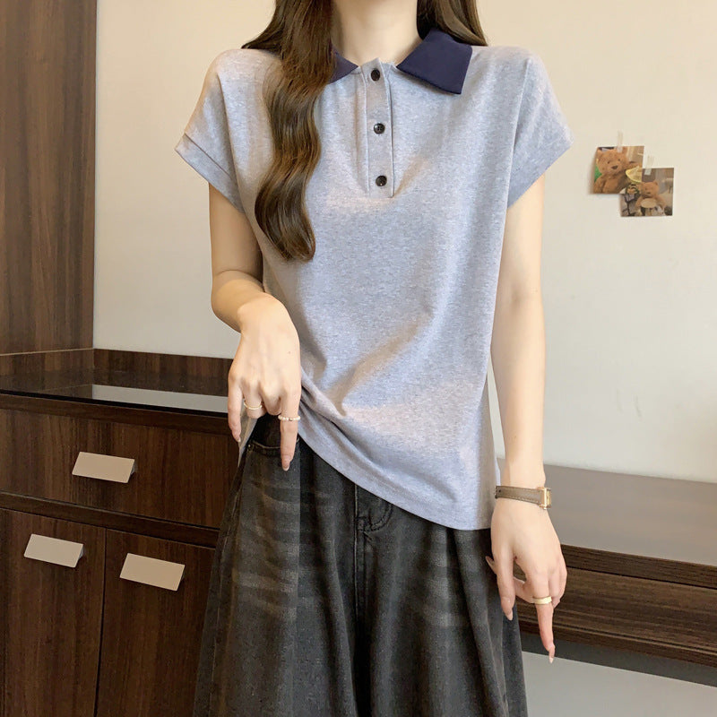 Dame Casual Polo-Shirt med kontrastkrave Stilla