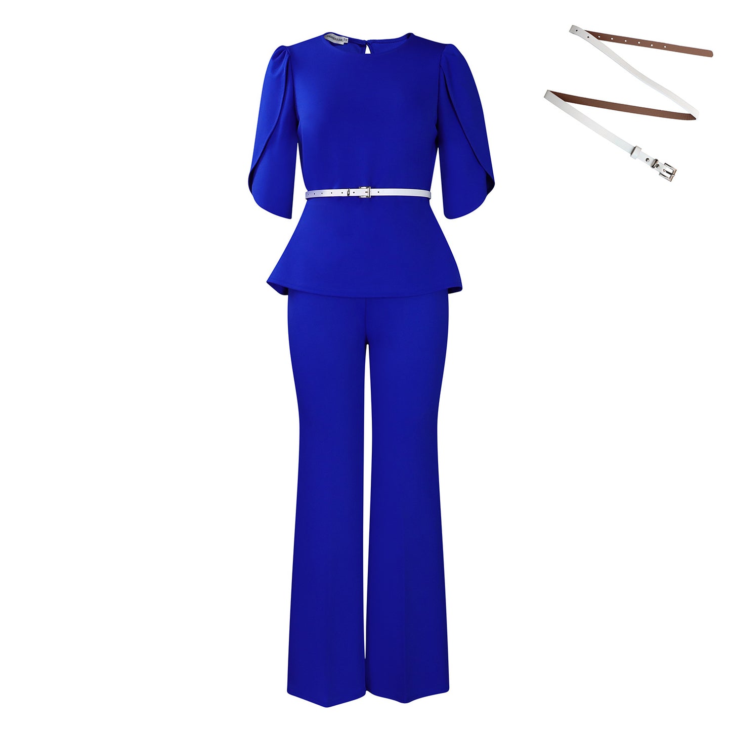 Dame Elegant Peplum-Jumpsuit med vide ben og taljeret bælte Stilla