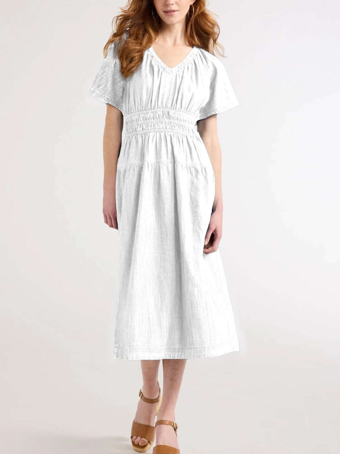 Dame afslappet denim-kjole med elastisk talje Stilla