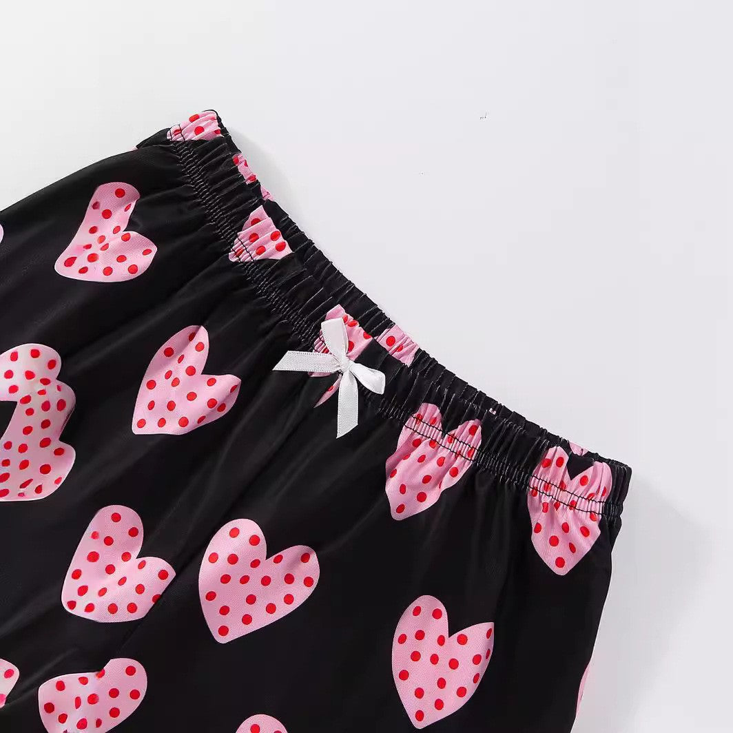 Dame Crop-Top og Shorts Sæt med hjerteformet motiv Stilla