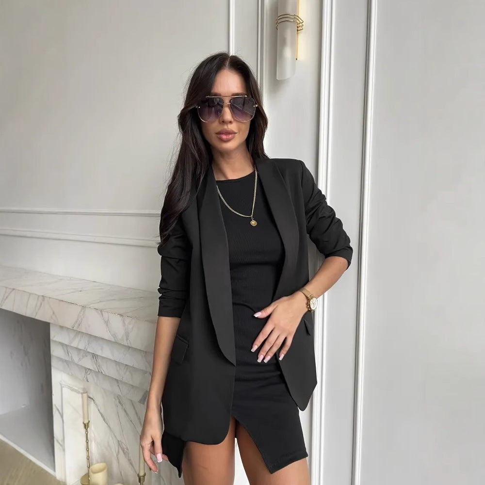 Dame Elegant Blazer med asymmetrisk kant og smalle snit Stilla