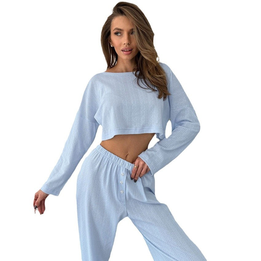 Dame afslappet og luftig fritids sæt med crop top og lange bukser Stilla