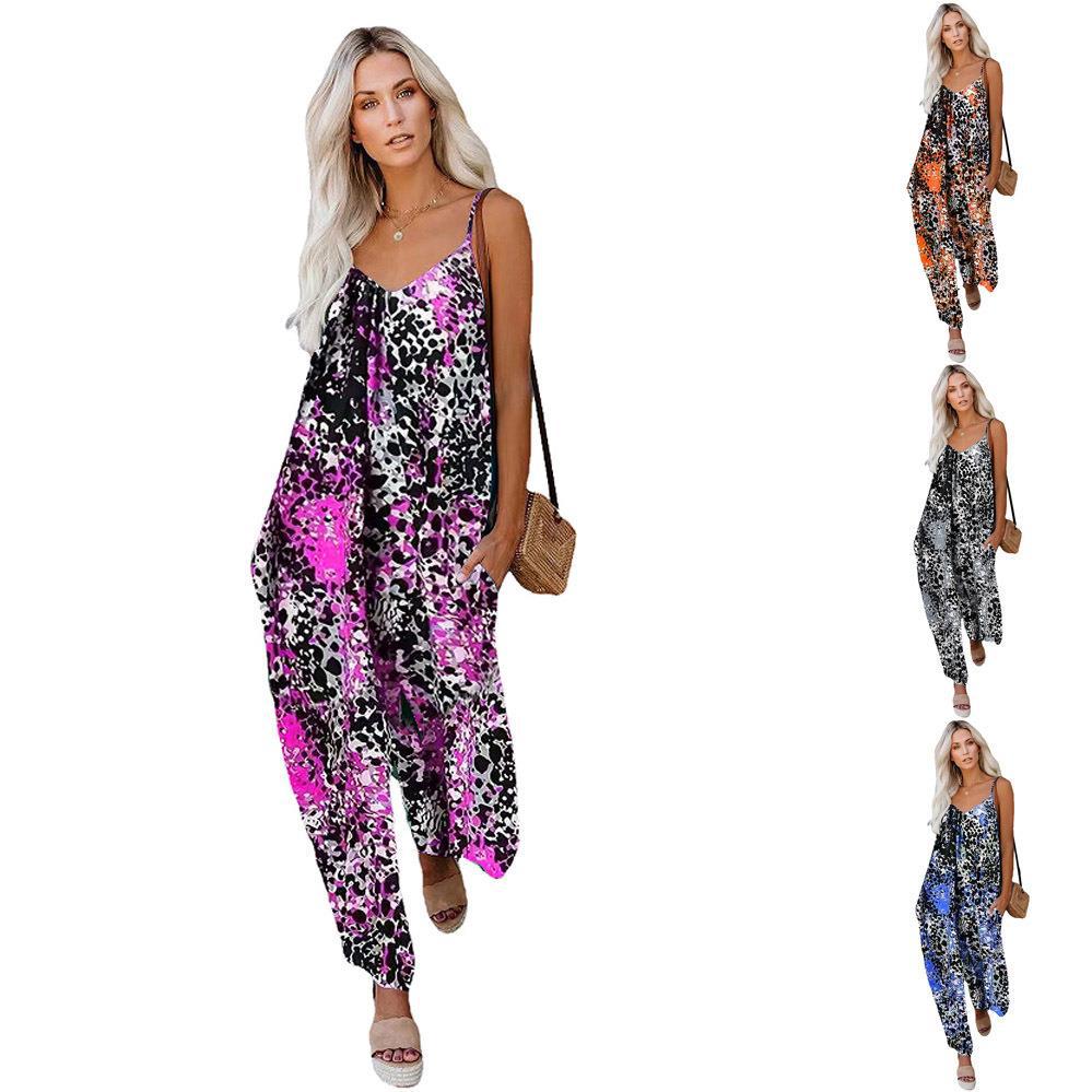 Dame jumpsuit med afslappet snit og moderigtigt leopardmønster Stilla
