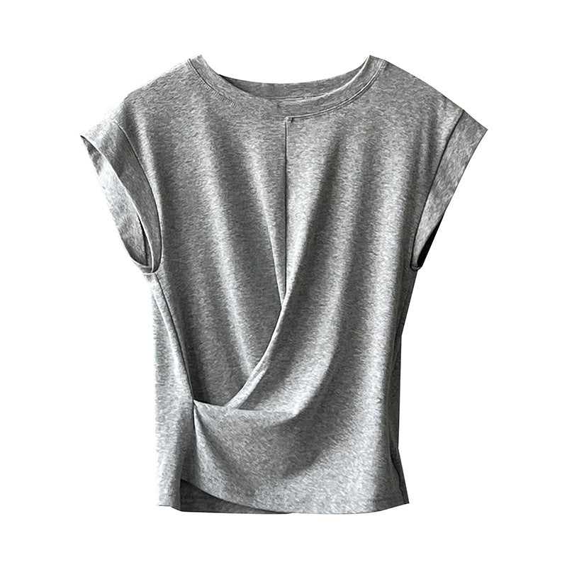 Dame afslappet kortærmet top med twist-detalje Stilla