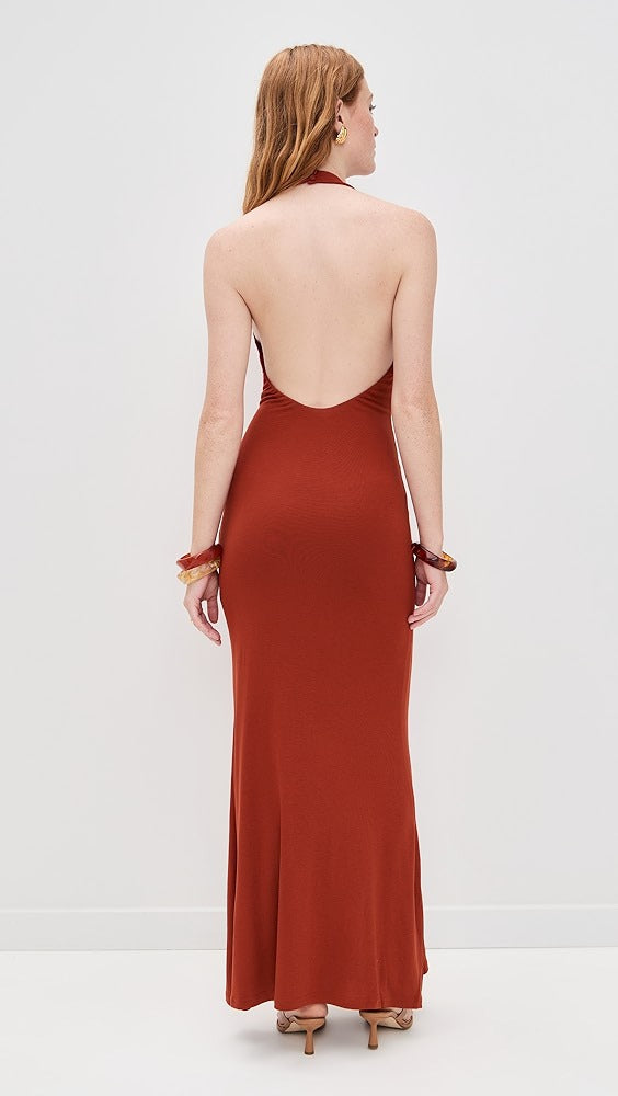 Dame Elegant Halsbånd Maxi Kjole Stilla