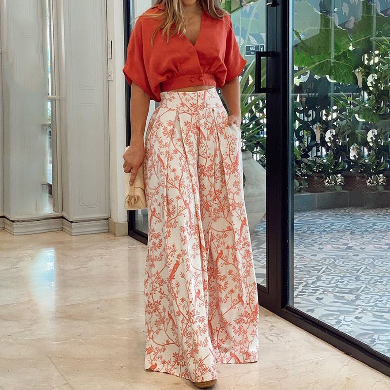 Dame elegant og luftig Culotte med blomster mønster Stiila