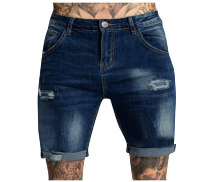 Herrer casual jeansshorts med moderne rifter og opadvendte sømme Stilla