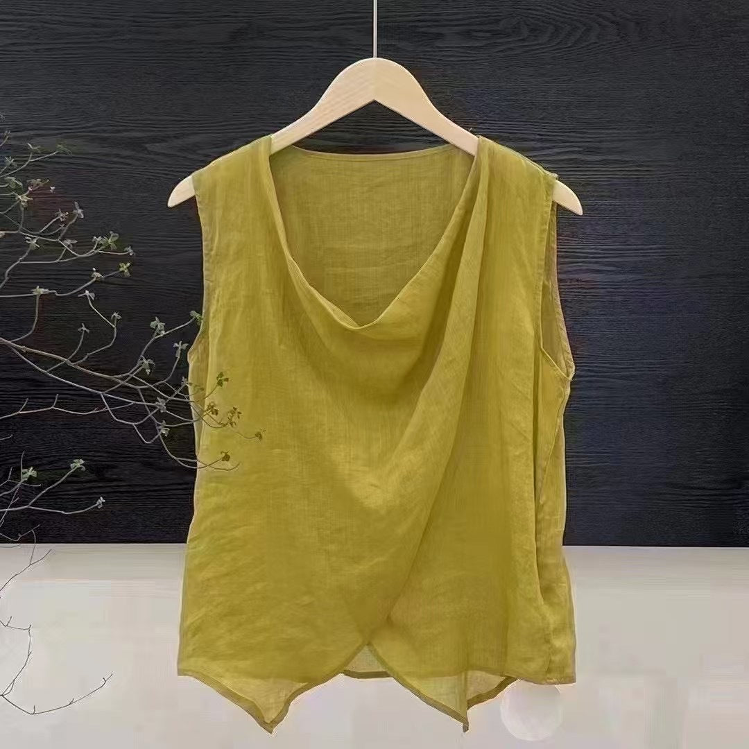 Dame Draperet Linned Ærmeløs Top Stilla