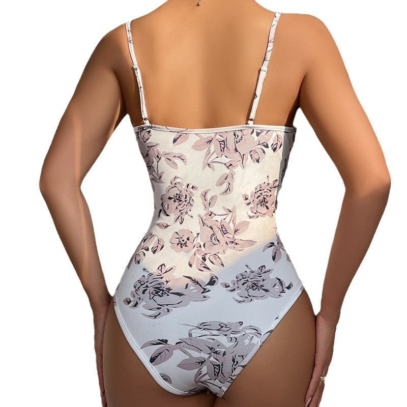 Dame Korsett-Bodysuit med floral design og forførende snit Stilla