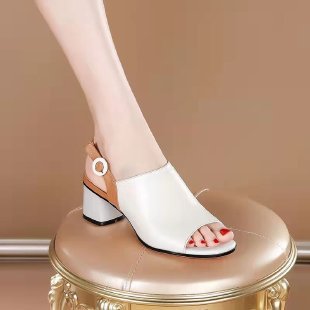 Dame Åben Højhælede Pantoletten med kreativt Remdesign og komfortabel blokhæl Stilla