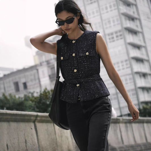 Femme Struktureret ærmeløs utility vest Stilla