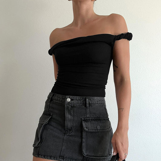 Dame Off-Shoulder Bodysuit med Draperet Design Stilla