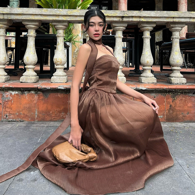 Dame Elegant Halterneck Maxi Kjole Stilla