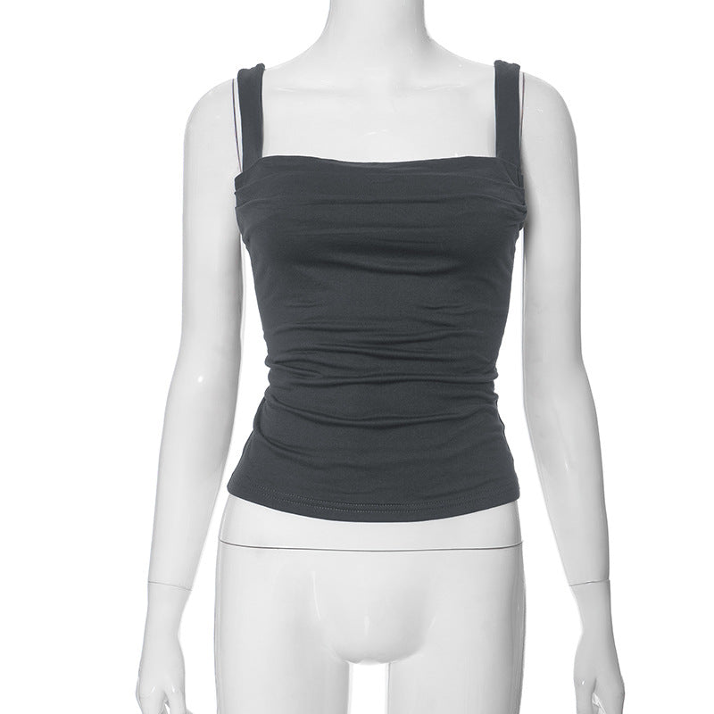 Dame Draperet Cami-Top med Quadrat-Udskæring Stilla