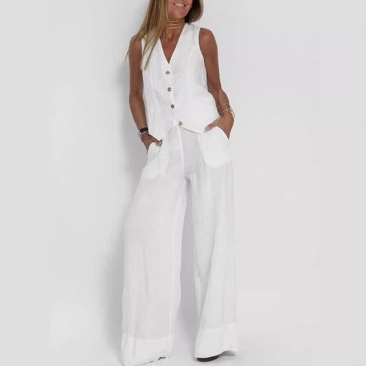 Dame elegant linned vest med knapdetaljering Stilla