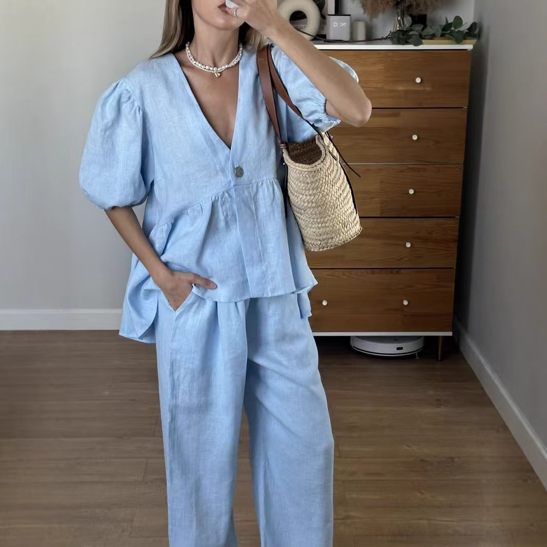 Dame afslappet linned outfit Stilla