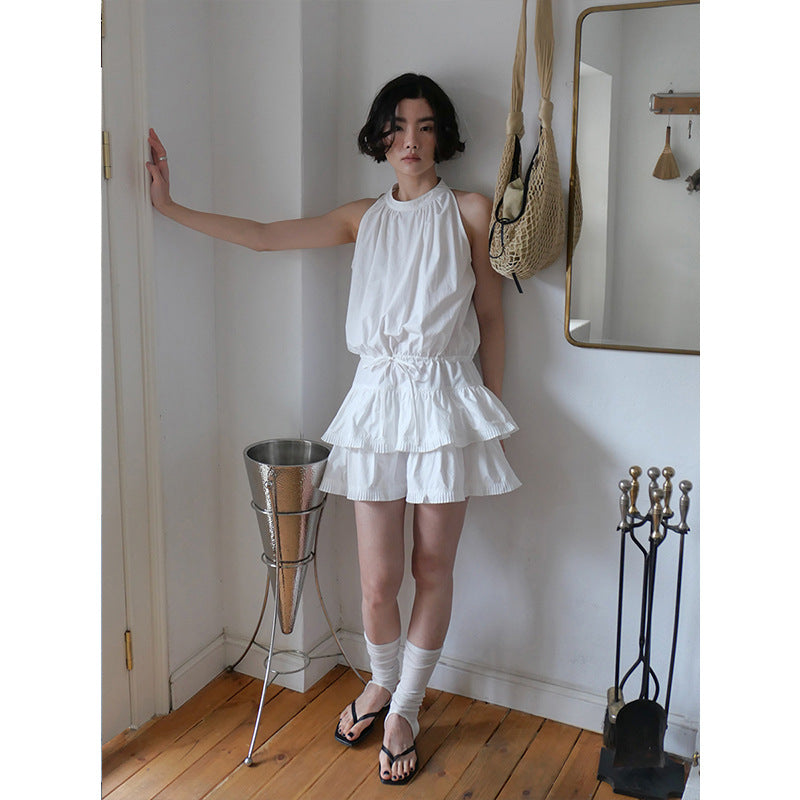 Dame afslappet sommerkjole med dekorative volanter og justerbar taljehn sap Stilla