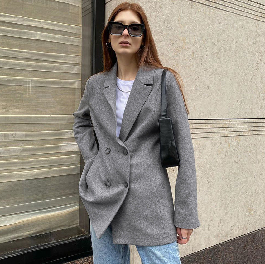 Dame Dobbeltknap Blazer i højkvalitets uldmix med afslappet snit Stilla