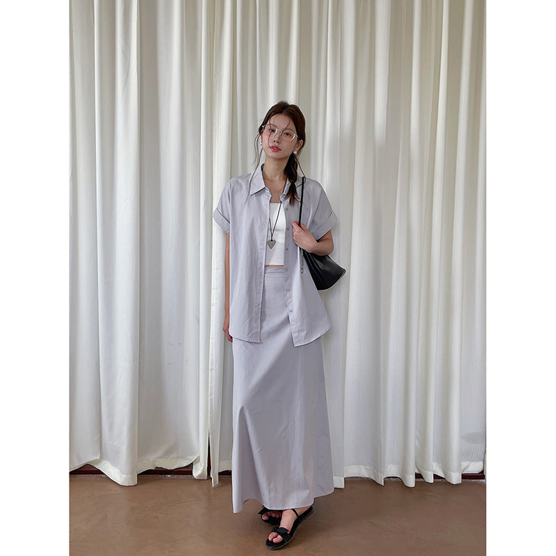 Dame afslappet ensemble af crop-top og maxi-nederdel Stilla