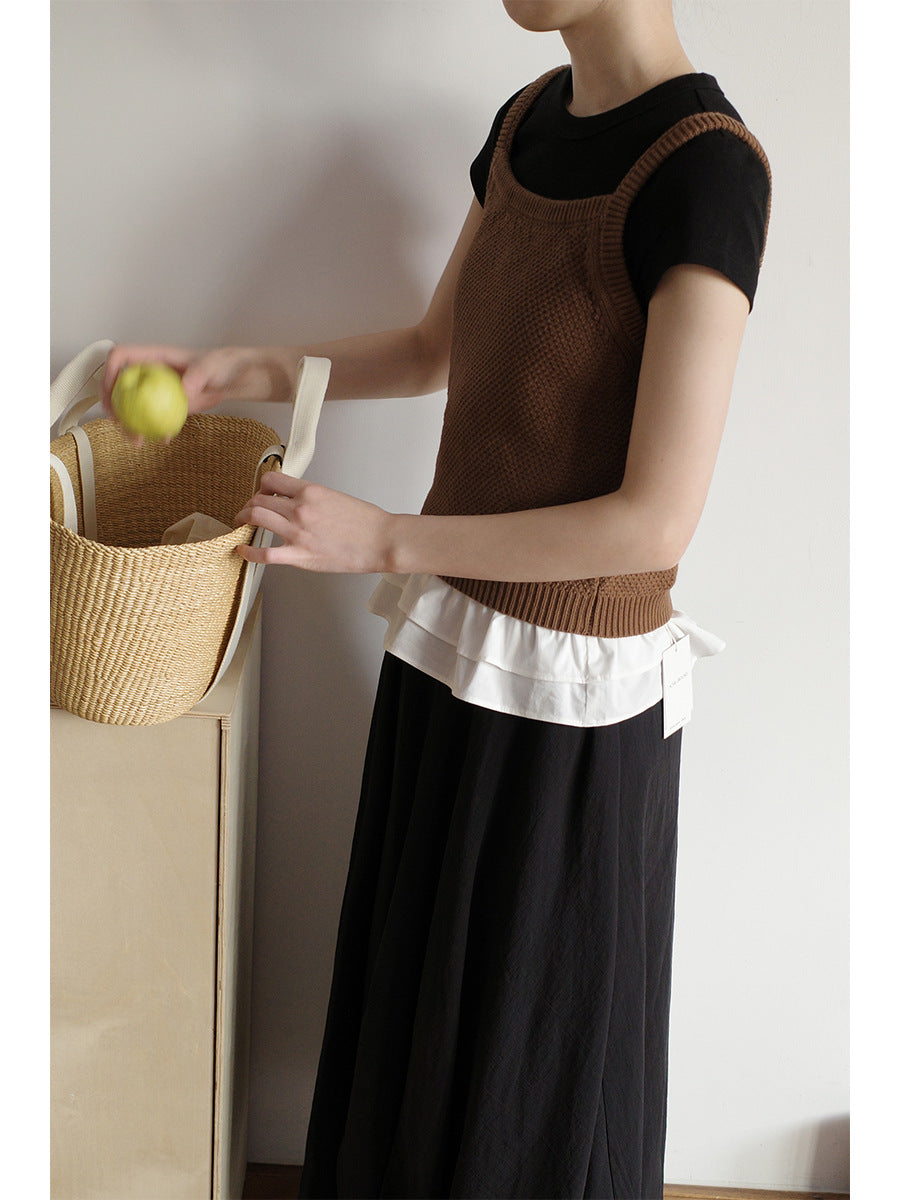 Dame afslappet kombination af ærmeløs top og flydende maxiskørt med blomster mønster Stilla