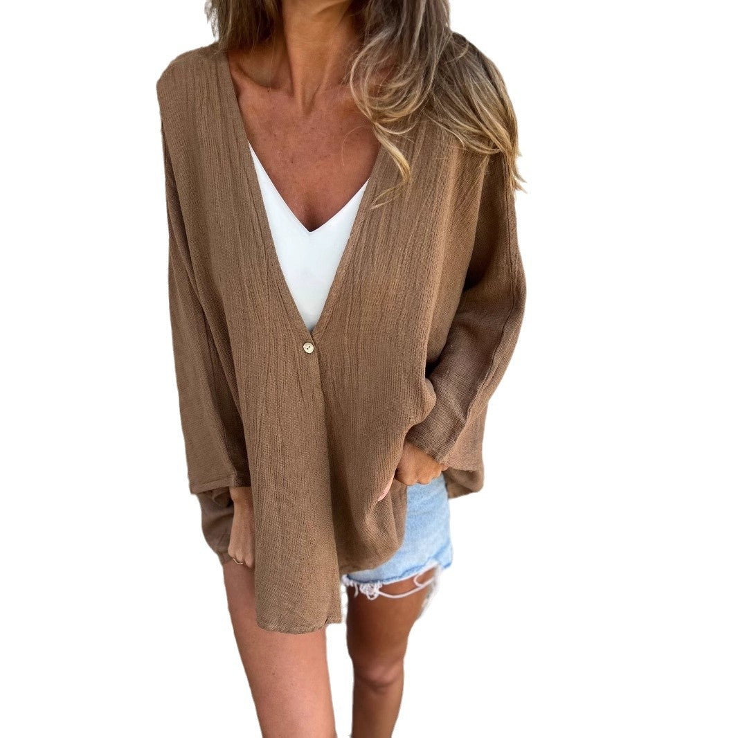 Dame afslappet fritidsjakke i let bomuld med knapbar udskæring og praktiske lommer Stilla