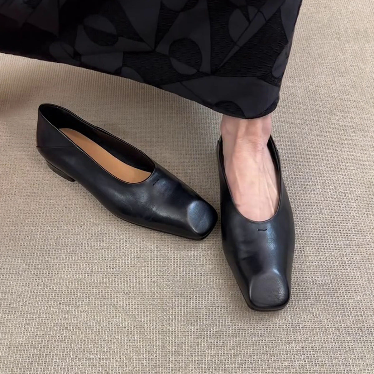 Kvinder elegante Ballerina sko med kvadratisk tåparti Stilla
