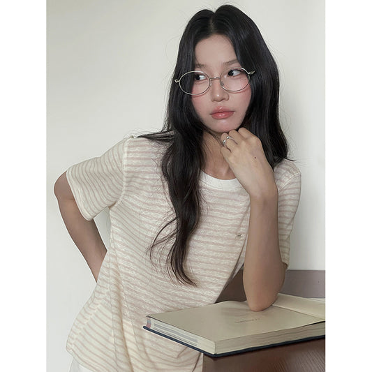 Dame afslappet stribet T-shirt med blødt bomuldsstof og tidløs snit Stilla