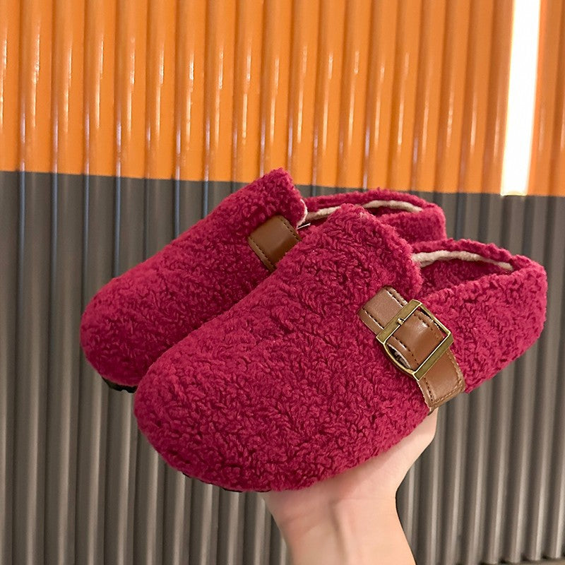 Femme Komfortable Fleece-forede Slide Hjemmesko med Spænde-detajle Stilla
