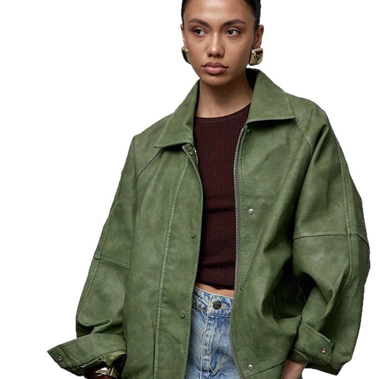 Dame afslappet oversized jakke lavet af vegansk ruskind Stilla