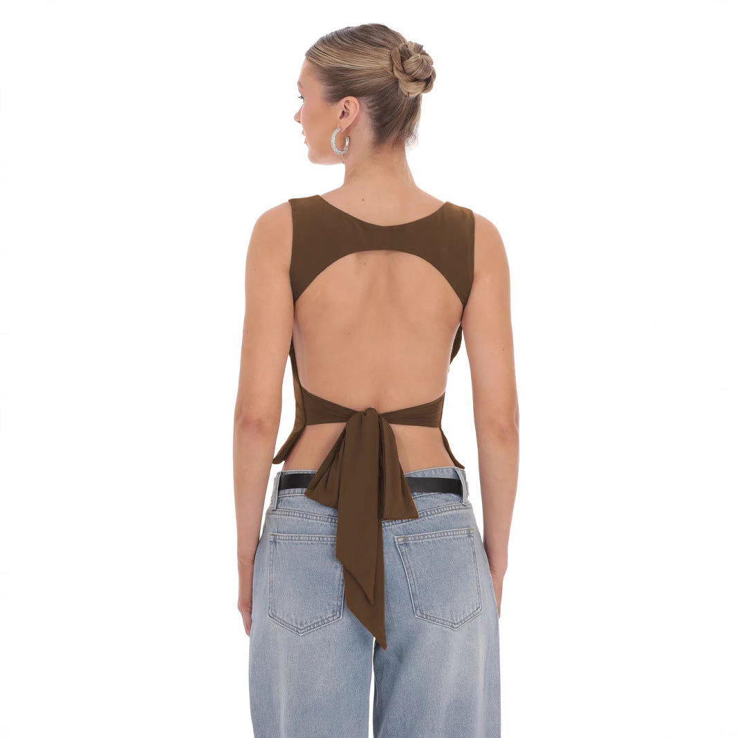 Dame Figurtilpasset Crop-Top med firkantet udskæring og brede stropper Stilla