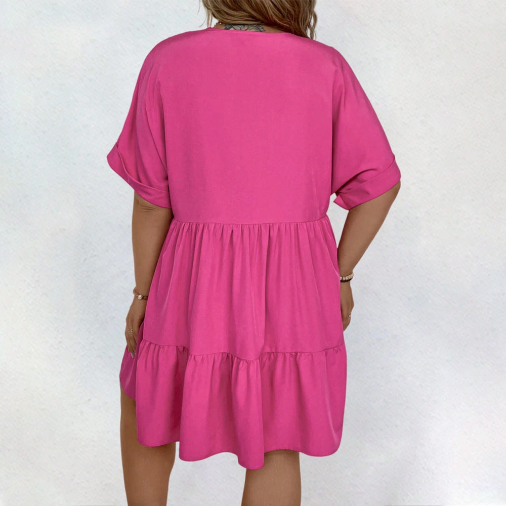 Dame afslappet omslagskjole med voluminøs nederdel Stilla