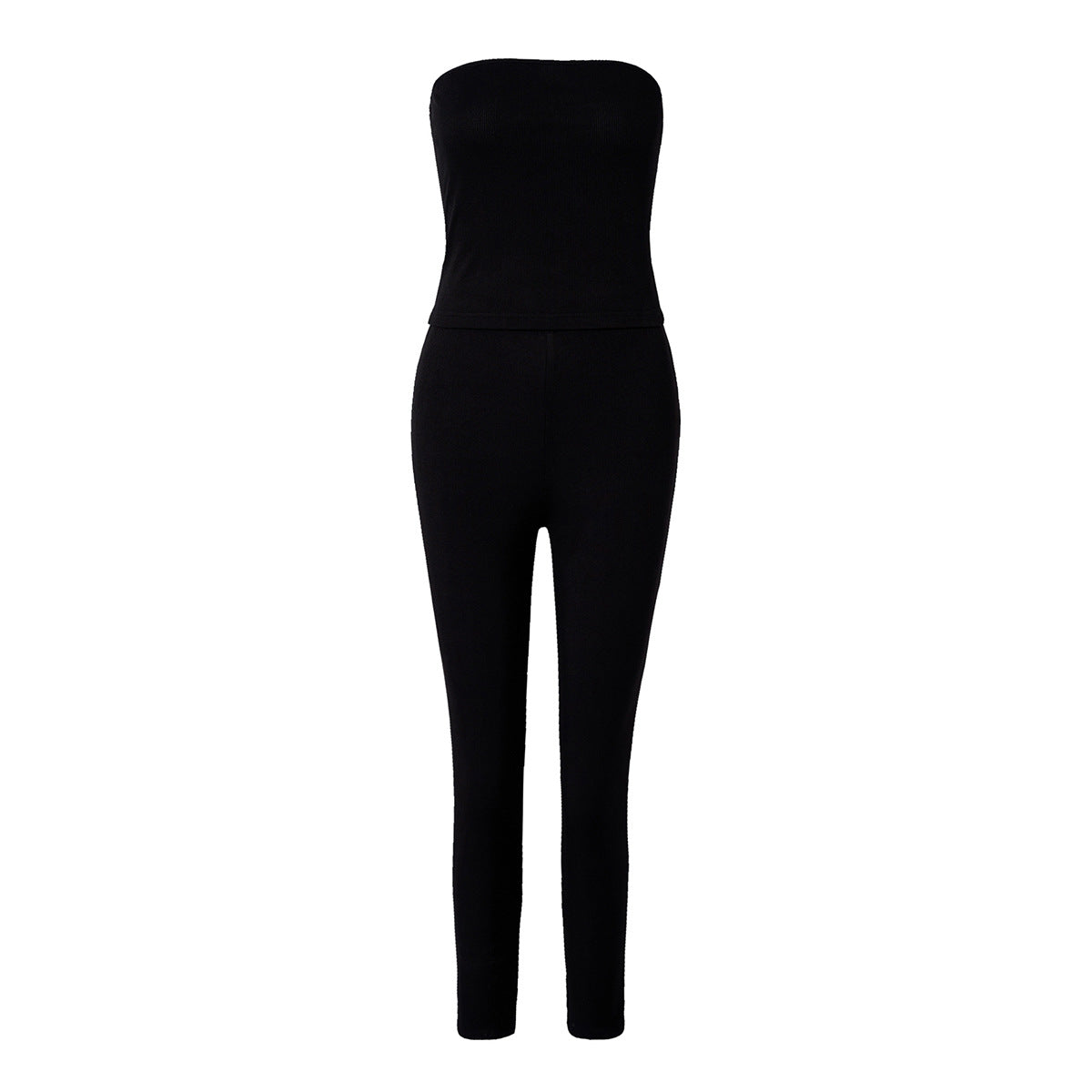 Dame figursyet strop-jumpsuit i ribmønster Stilla
