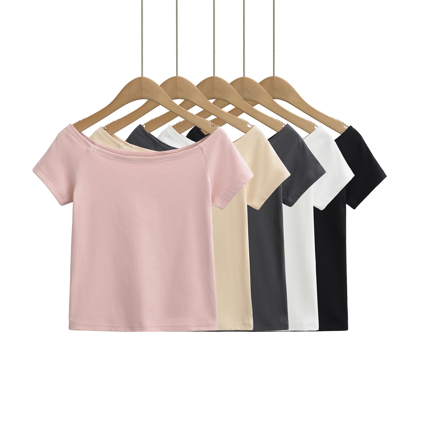 Dame afslappet Off-Shoulder T-shirt lavet af høj kvalitets bomuldsblanding Stilla