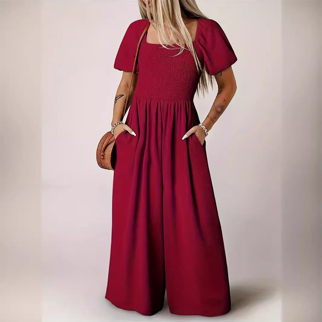 Dame Elegant Jumpsuit med Puffærmer og bred skæring Stilla