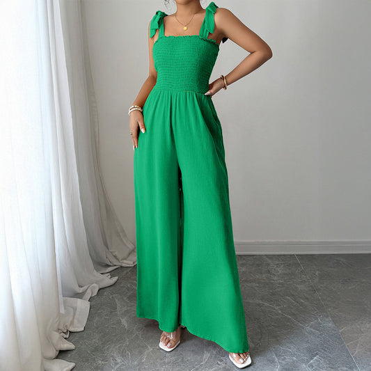 Dame Jumpsuit med ruchedetaljer og elastisk overdel Stilla